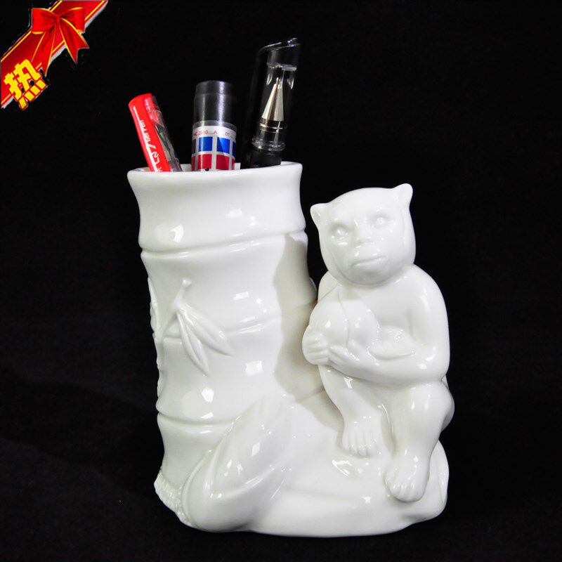 德化陶瓷笔筒老鼠牛虎兔子龙蛇马羊猴鸡狗十二生肖工艺品动物摆件