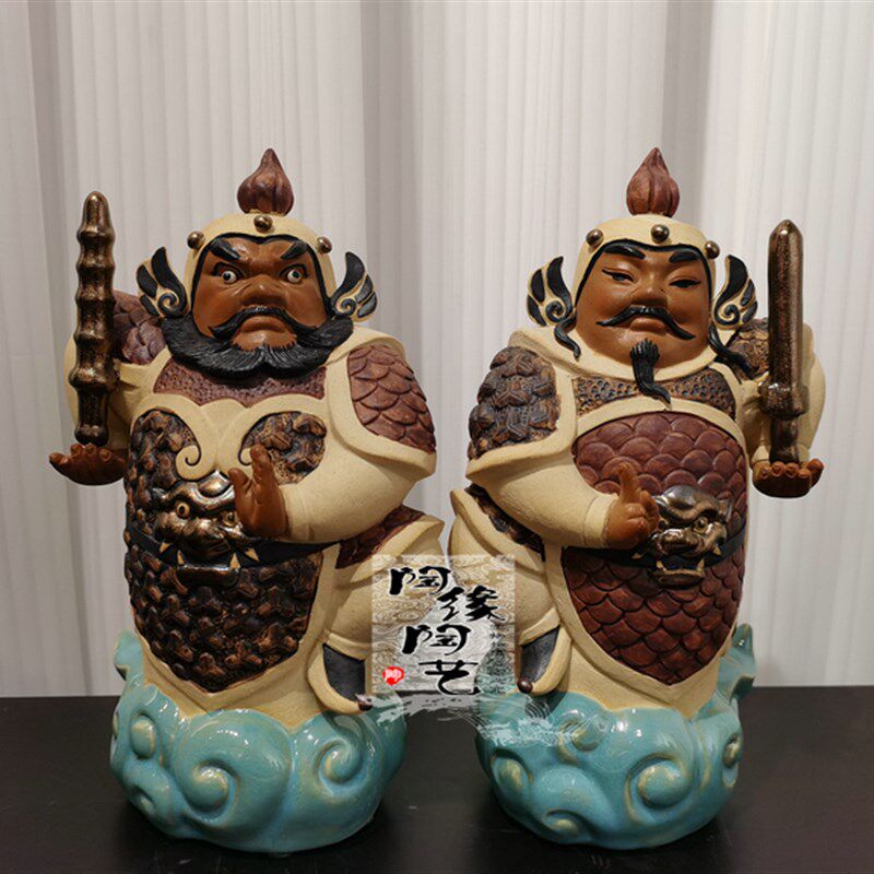 陶瓷工艺品 石湾公仔 门神 秦琼 尉迟恭