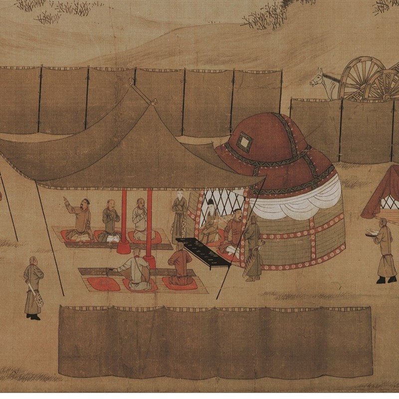 宋 佚名 胡茄十八拍图 传仇英摹本 工笔人物少数民族国画绢本长卷