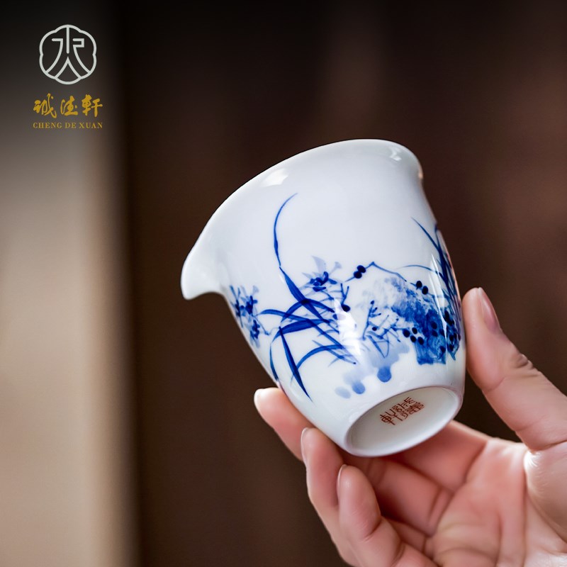 诚德轩陶瓷功夫茶具套装景德镇手绘青花兰花盖碗高档送礼幽兰香远