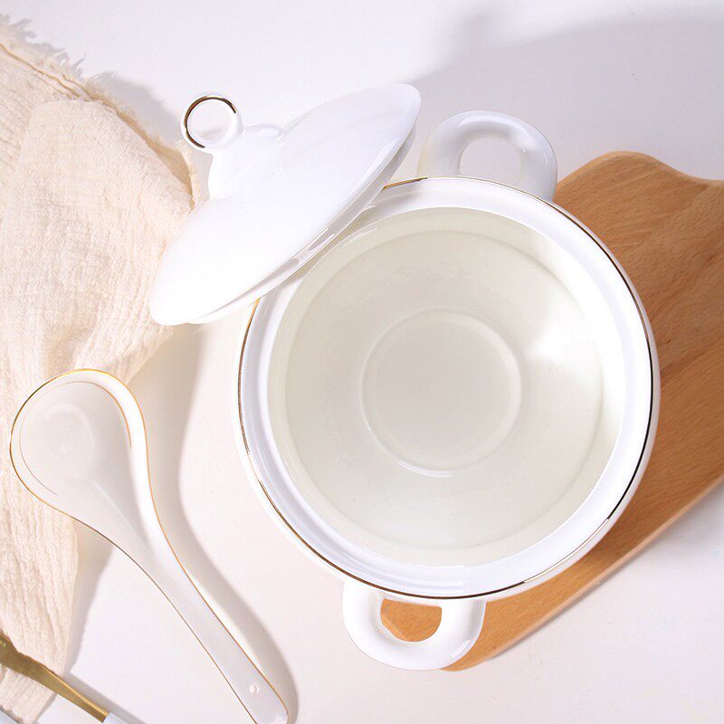 装汤盛汤带盖大号瓷盆陶瓷品锅骨瓷大汤盆家用瓷碗汤碗宫廷煲汤锅