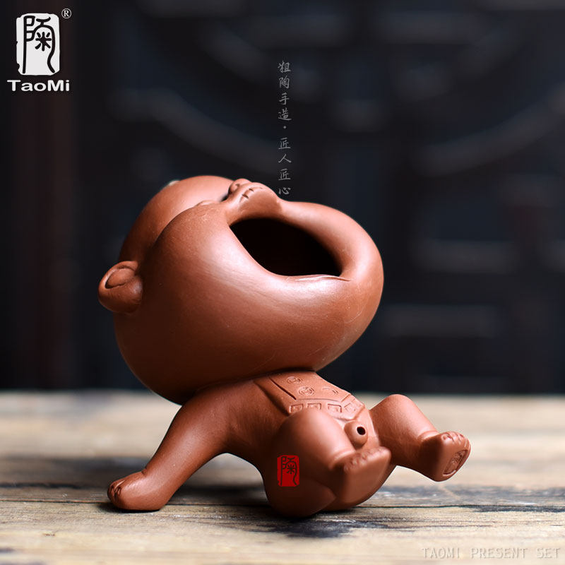 陶迷喷水茶宠茶玩家居摆件紫砂撒尿娃娃尿童手工制作创意包邮