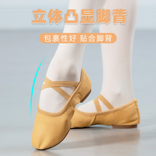 2026新款免系带舞蹈鞋带跟女软底夏成人练功鞋教师跳舞鞋民族