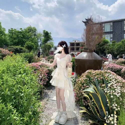2026新款51139夏季法式茶歇前短后长设计感小众仙女裙甜美度