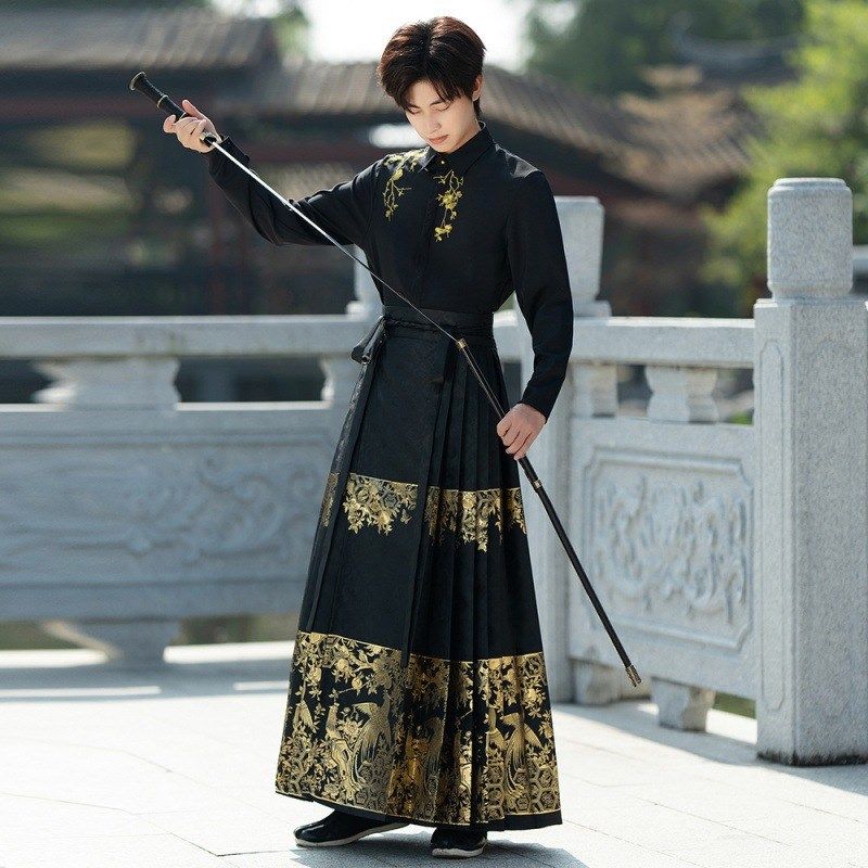 古风日常凤凰织金马面裙男装新中式衬衣班服汉服情侣套装新款秋季