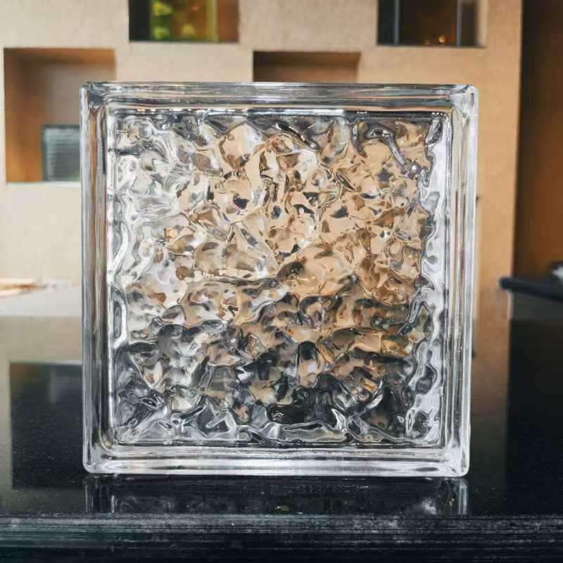 超白玻璃砖水晶砖透明方形隔断墙卫生间网红艺术实心冰纹砖块图片