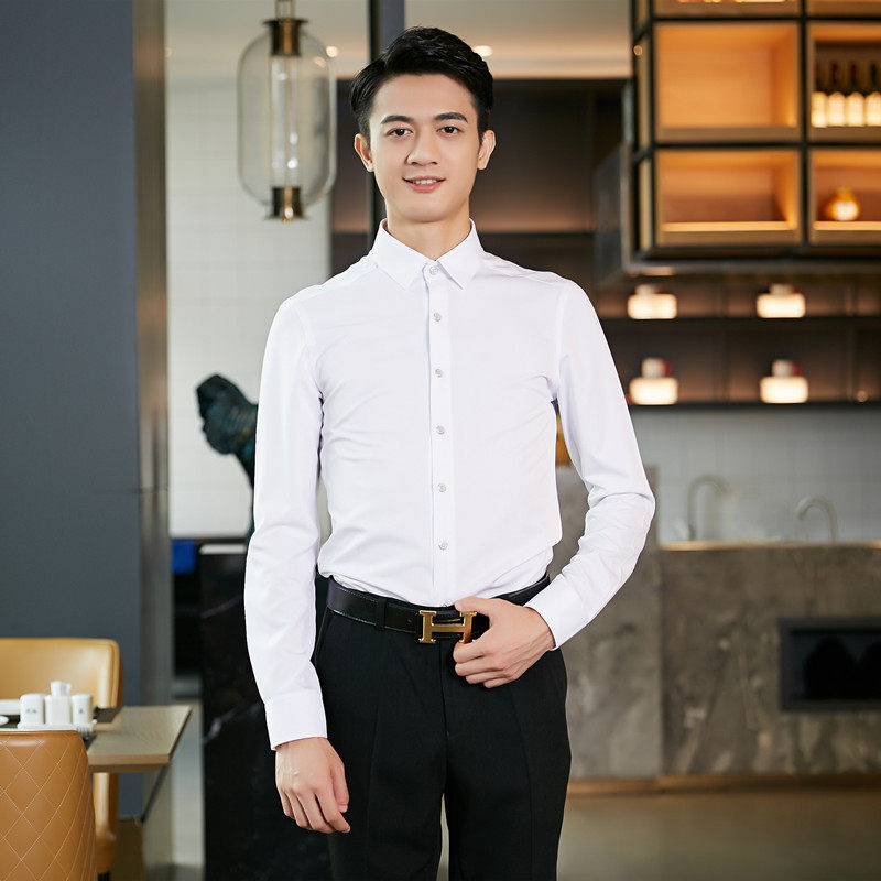 2021酒店西餐厅服务员工作服秋冬装男女马甲衬衫长袖餐饮饭店制服