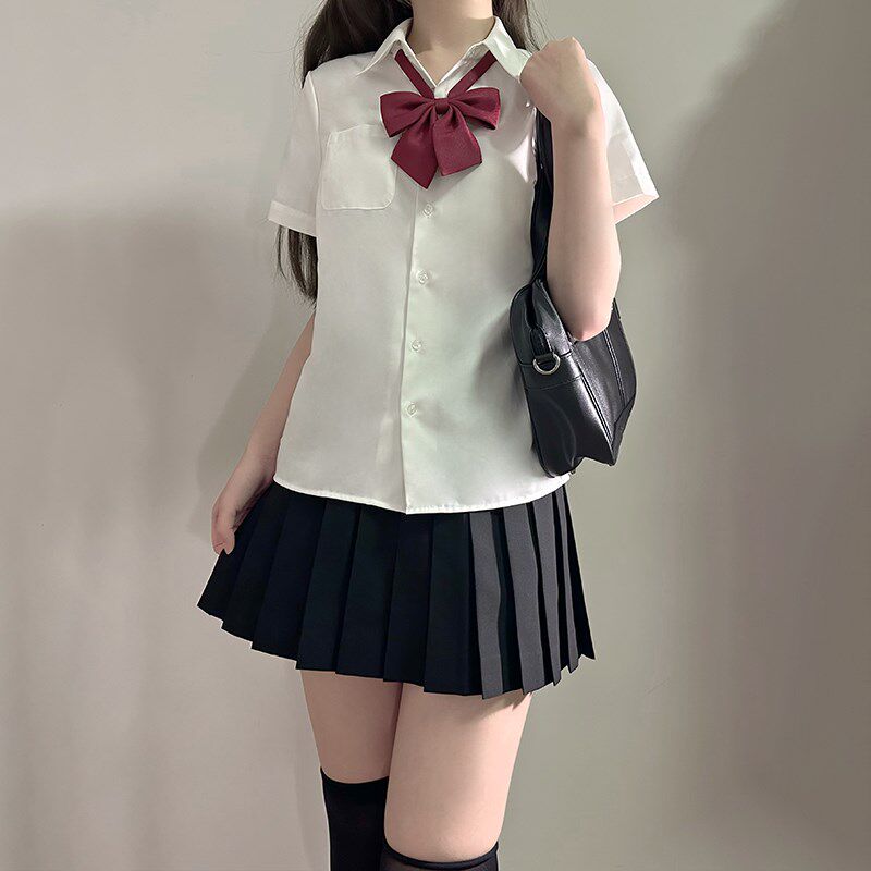 东京岁时记jk制服女基础款短袖衬衫夏款上衣学生小众外套白桃汽水