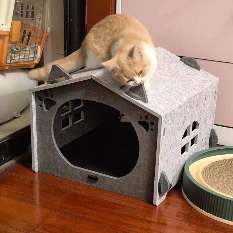 毛毡板猫窝可拆卸折叠款猫别墅四季通用毛毡宠物窝