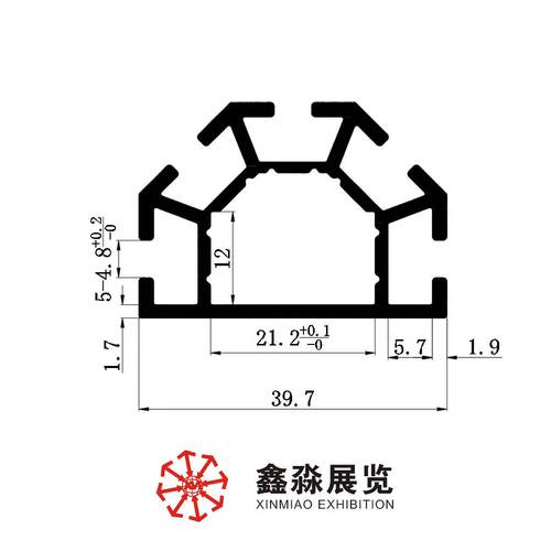 180度立柱大孔八棱柱2分之一铝合金材料展览搭建展览型材展会制作
