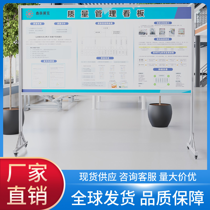 车间生产管理看板白板业绩榜支架式通知公告栏架仓库展示提示看板