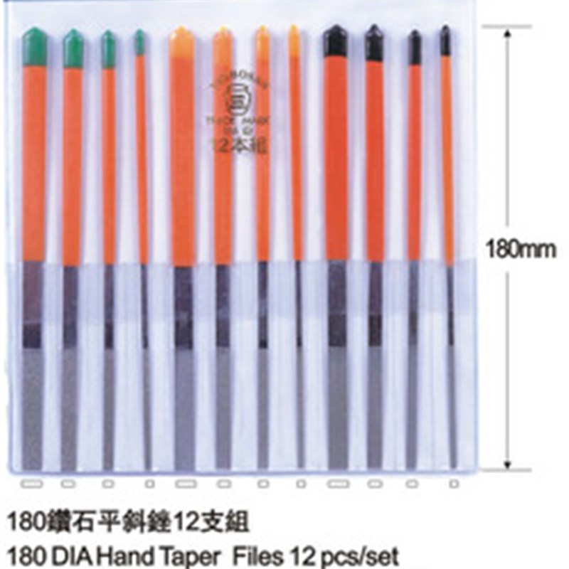 原装正品日本壶三锉刀 180MM 金刚石平斜锉 12支组 金刚石平薄锉