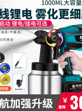 藤原电动喷漆枪油漆喷枪乳胶漆喷涂工具家用喷涂机锂电高雾化喷壶