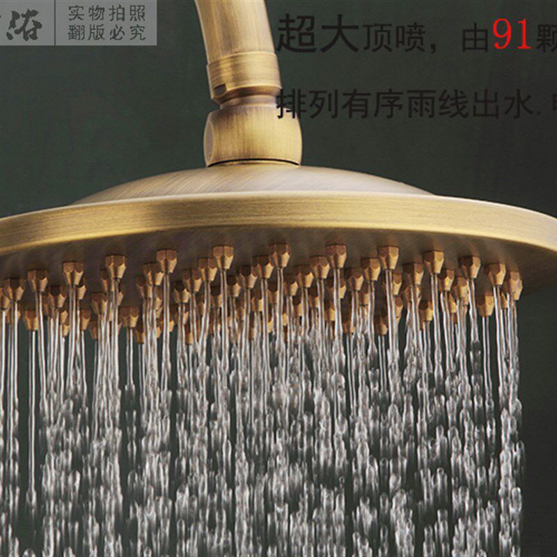 全铜仿古淋浴大花洒配件浴室淋雨单顶喷全铜莲蓬头欧式复古铜顶喷