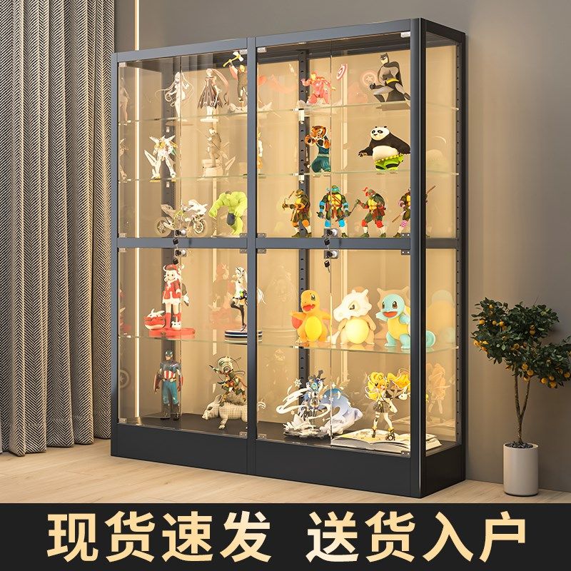 手办乐高展示柜模型玻璃柜奖品陈列柜家用头盔高达玩具手办柜带灯