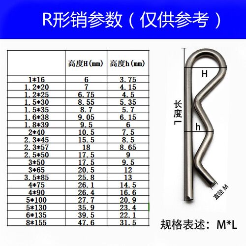 304不锈钢R形销B型销波浪闭口销开口销卡簧卡销插销锁销9.9包邮