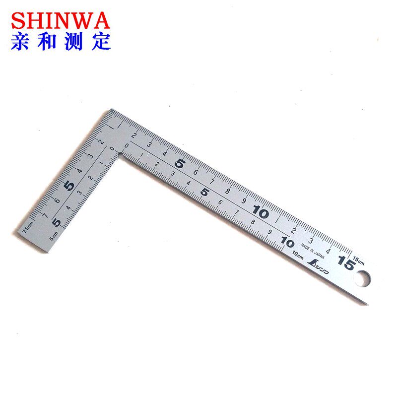 亲和钢角尺日本SHINWA企鹅不锈钢小型直角尺15X7.5cm曲尺加宽厚型