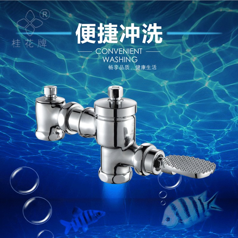 桂花冲洗阀脚踏式A1B1-1桂花牌全铜卧式大便冲洗阀延时大便脚踏阀