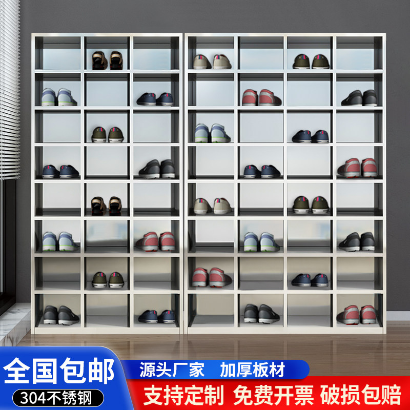 不锈钢带门鞋柜多层澡堂无尘车间工厂铁皮员工更衣柜换鞋凳碗柜子