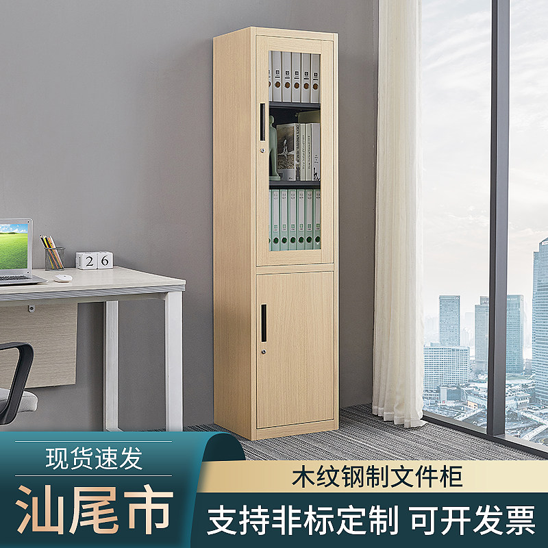 汕尾钢制办公文件柜资料柜定制家用木纹书柜带锁员工更衣柜储物柜