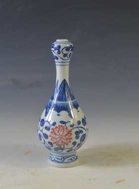 景德镇复古瓷器手工手绘青花缠枝莲纹袖珍小花瓶 家T居饰品摆件12