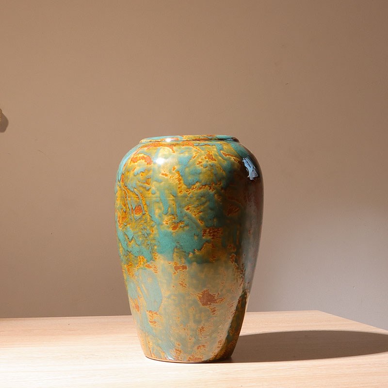 景德镇时尚现代简约陶瓷花器 油画风陶瓷花瓶 家居装W饰品花瓶摆图片