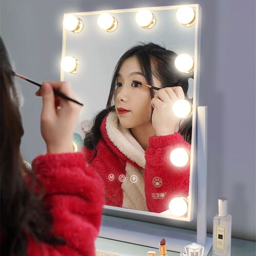 范芝琳化妆镜带灯梳妆镜网红美颜补光梳妆台镜子化妆镜台式桌面