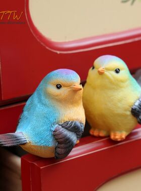美式乡村田园风格自由的彩色小鸟摆件庭院花园阳台玄关橱窗摆件