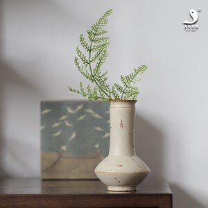大鱼美器 吉祥瓶花 茶道花瓶景德镇陶瓷花器纯手工茶道配件花插瓶