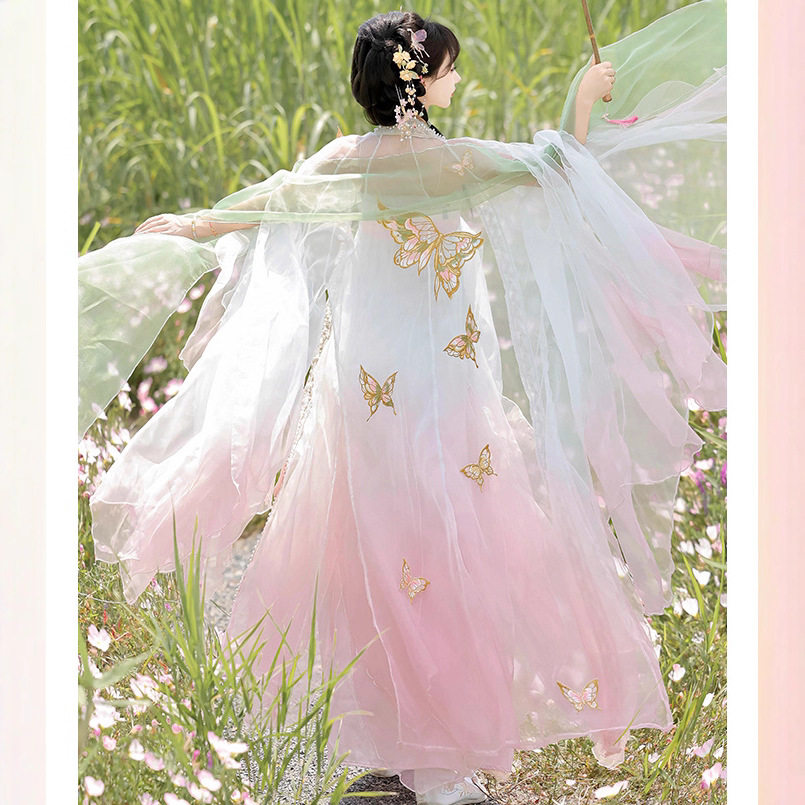 2026新款原创春雨辞汉服女唐制诃子裙改良汉元素日常花瓣大袖衫春