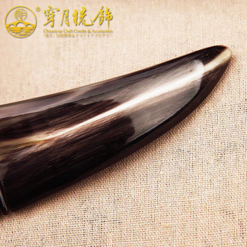 穿月白牦牛角梳子加厚牛角梳静电刻字按摩长发密齿大号母亲节礼品