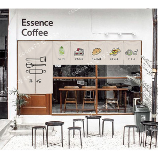 奶茶店短帘烘焙装饰帘旗咖啡冷饮甜品小吃厨房门帘定制魔术贴挂帘