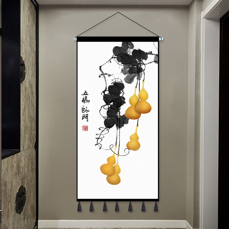 中国风吉祥葫芦挂布墙布背景布中式挂毯玄关客厅卧室装饰布艺挂画