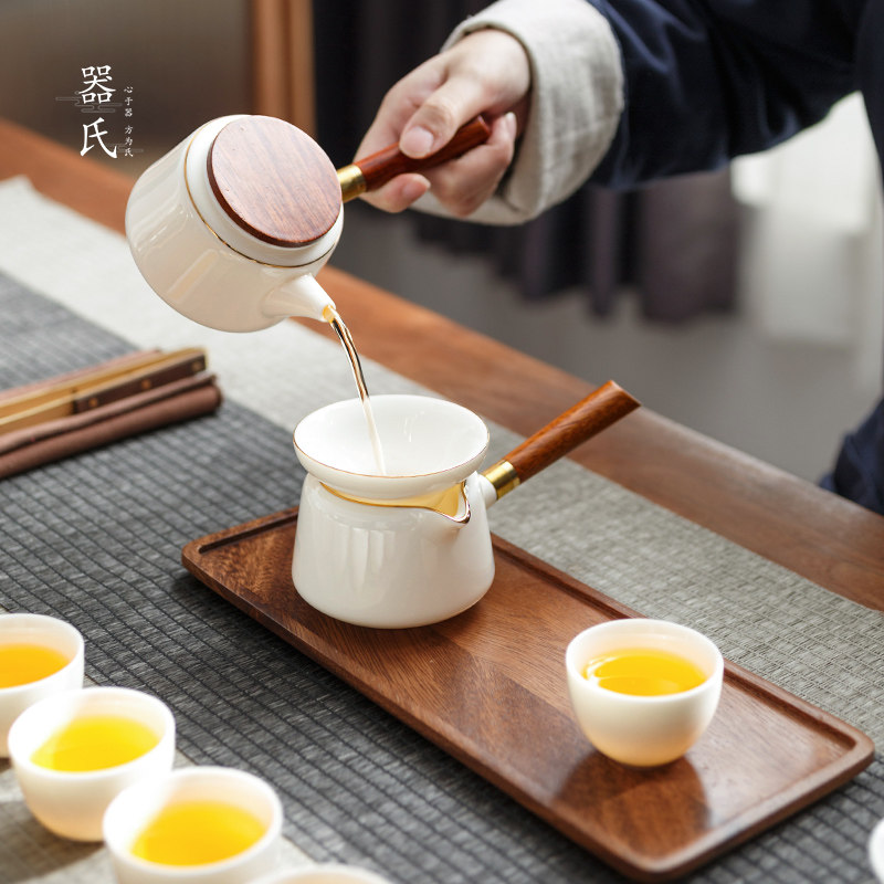 器氏陶瓷描金侧把功夫茶具套装家用会客日式整套泡茶壶旅行便携包