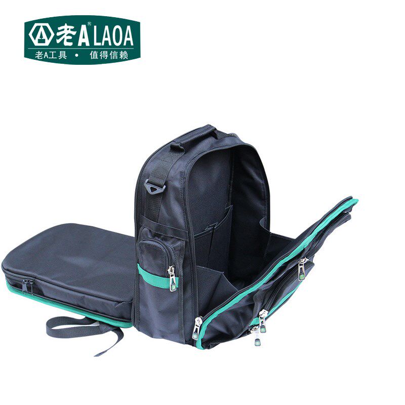老A 双肩工具包 多功能背包 帆布加厚多隔层缓冲垫电工包LA115701