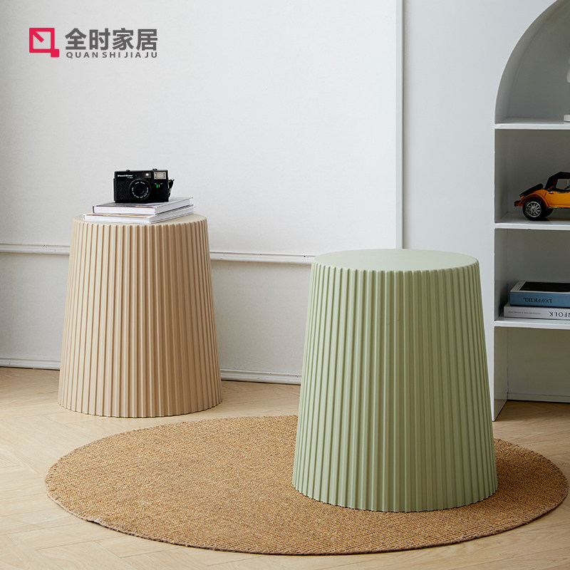 北欧简约塑料桶凳加厚可坐家用创意小圆凳可叠放熟胶登子客厅高凳