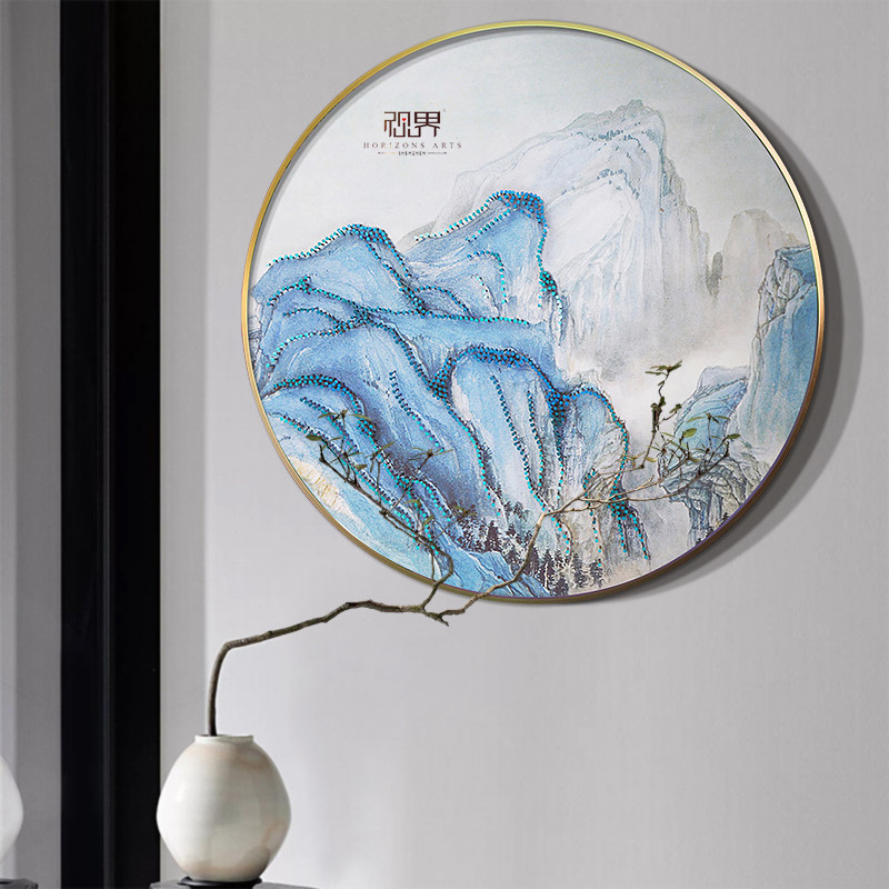 连绵山景立体实物画钉子画入户画玄关背景装饰画客厅画饭厅过道画