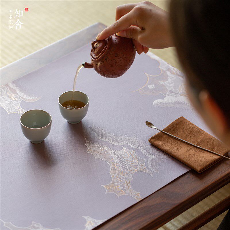 云霞翠轩织锦茶席覆古中式茶桌桌布垫双面布艺桌旗喝茶会客知舍