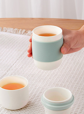 原初格物同心杯陶瓷泡茶杯茶水分离便携茶具旅行快客杯一壶二杯