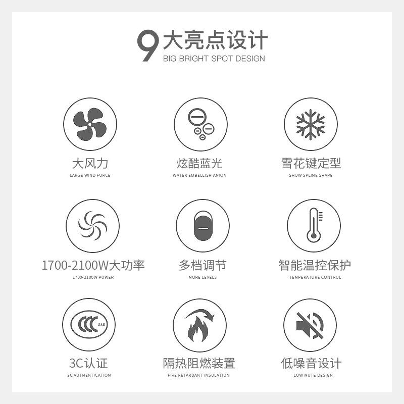永日电吹风机家用旅行可折叠便携式大功率网红款冷热风护发吹风筒