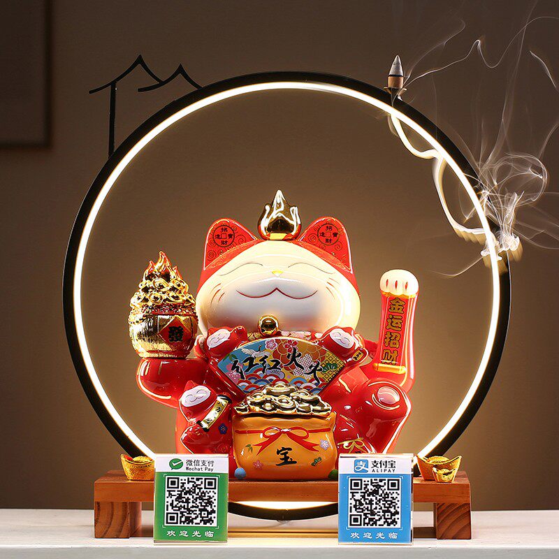 陶瓷招财猫摆件创意开业送礼品新店铺开张收银台家用客厅自动摇手