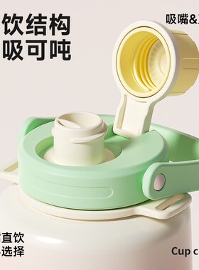 万兀大肚杯水杯女新款大容量保温保冷吨杯吨桶拎拎壶吸管直饮