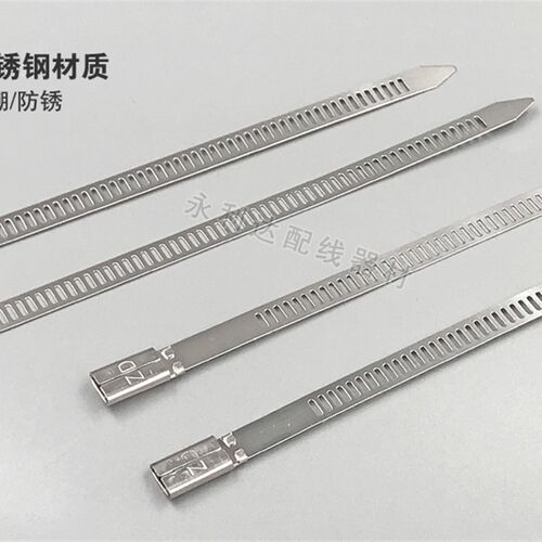 304卡扣不锈钢船用金属扎带 7*700mm交通电缆捆绑户外扎带100条