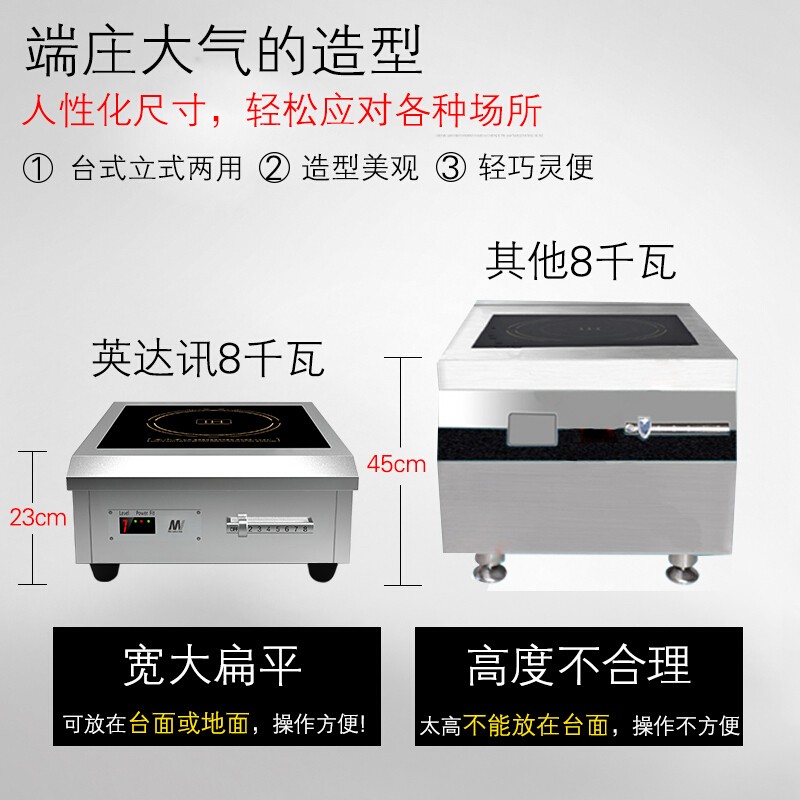 英达讯 大功率商用电磁炉8000w餐厅厨房平面煲汤电磁灶熬汤炉8KW