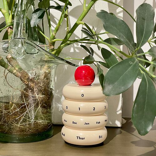 北欧风复古撞色旋转日历中古设计家居装饰品玄关创意台历桌面摆件