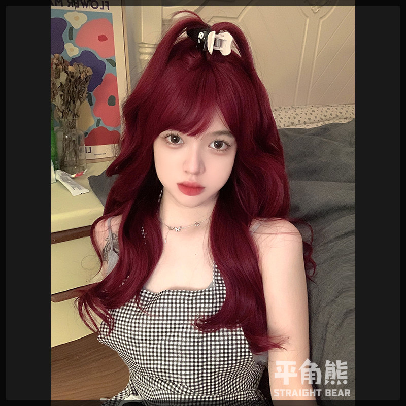 平角熊假发女长卷发日常红色网红lolita新款夏季自然逼真jk全头套