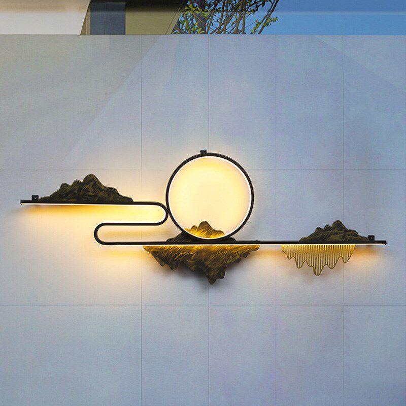 蒸客户外新中式防水壁灯庭院古画景观灯背景墙灯公园古亭装饰灯