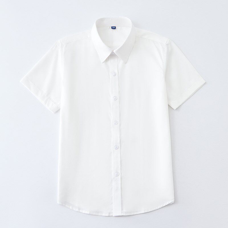 儿童红色衬衫长袖男孩女童礼服寸衫男童短袖大红衬衣小学生演出服