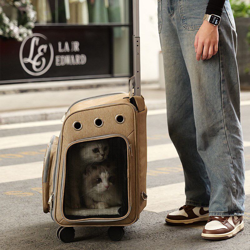 猫包拉杆箱便携外出行李箱猫咪大容量20斤多猫两只装双猫箱子推车
