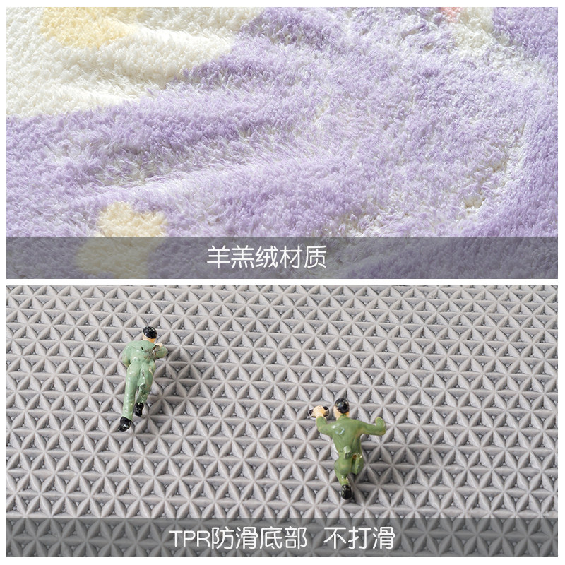 儿童房少女圆形羊羔绒地毯女孩卧室房间书房可爱卡通床边椅子地垫